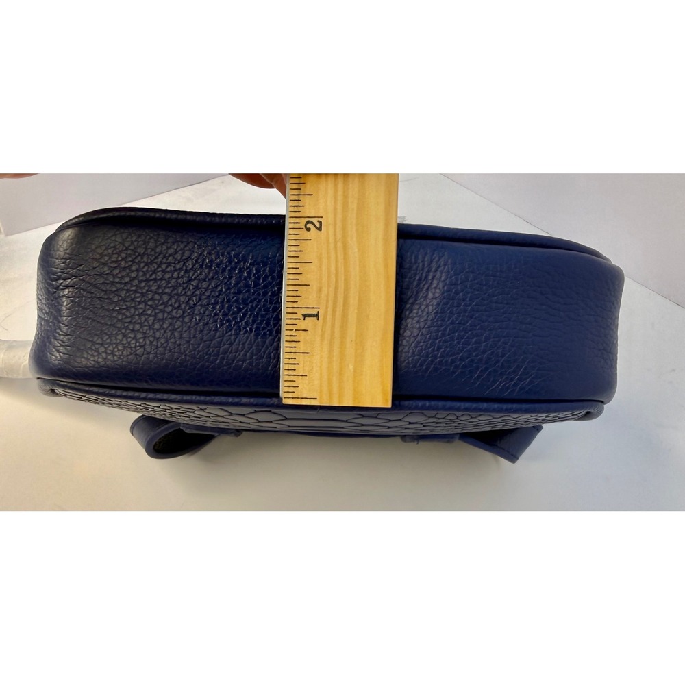 Gigi New York Kylie Leather Belt Bag Dark Blue Gold Hardware Tassel - Picture 7 of 8